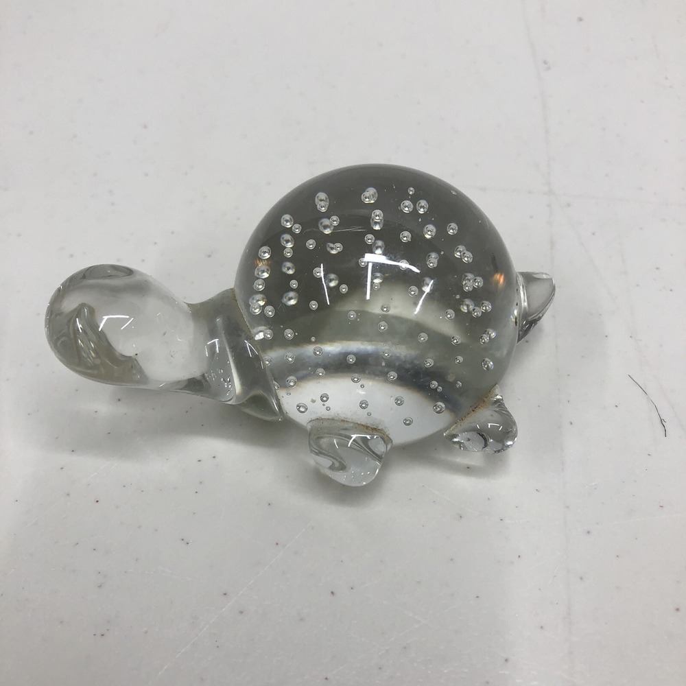 Vintage Art Glass Sea Turtle Paperweight w/Controlled Bubbles Hand Blown‎